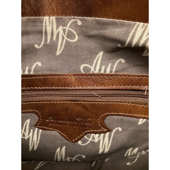 American West Tooled Leather Turquoise Studded Shoulder Handbag Brown - Picture 3 of 6